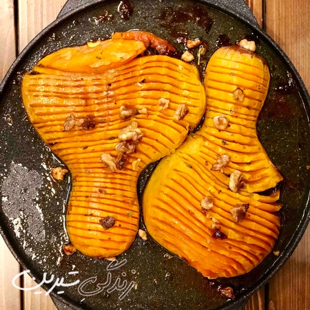 کدو تنبل گریل‌شده با کره و مریم گلی